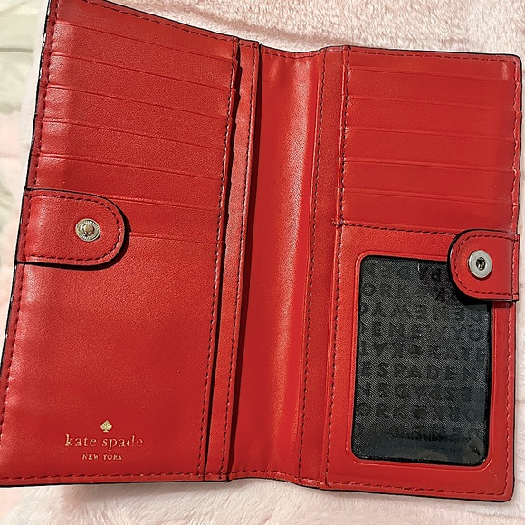 Kate Spade New York Red Pebbled Leather Wallet (GUC) - Picture 9 of 12